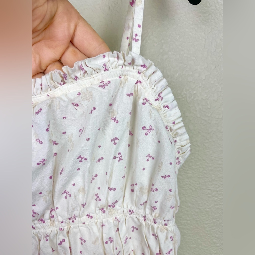 Free People Women's Small Gabby Cotton Mini Dress Sundress White Mini Cherry All - Picture 4 of 16